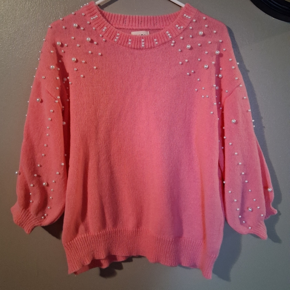 BiBi Pink Pearl-Embellished Sweater